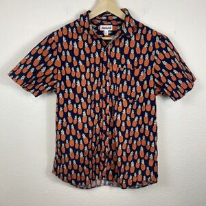 Abound Men's Med Short Sleeve Button Up Shirt Pineapple All Over Print Hawaiian‎